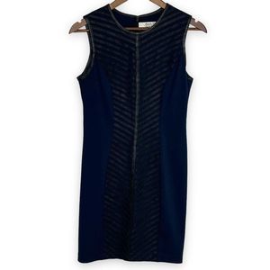 Mark & James by Badgley Mischka Navy Black Leather Trim Shift Mini Dress‎ Small